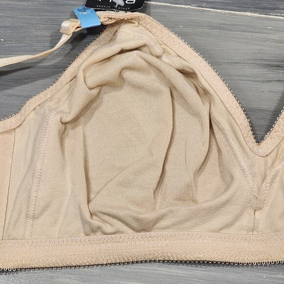 Bali Wire Free Bra 40C Double Support Cotton Style 3036 Beige FLAW - Picture 9 of 11